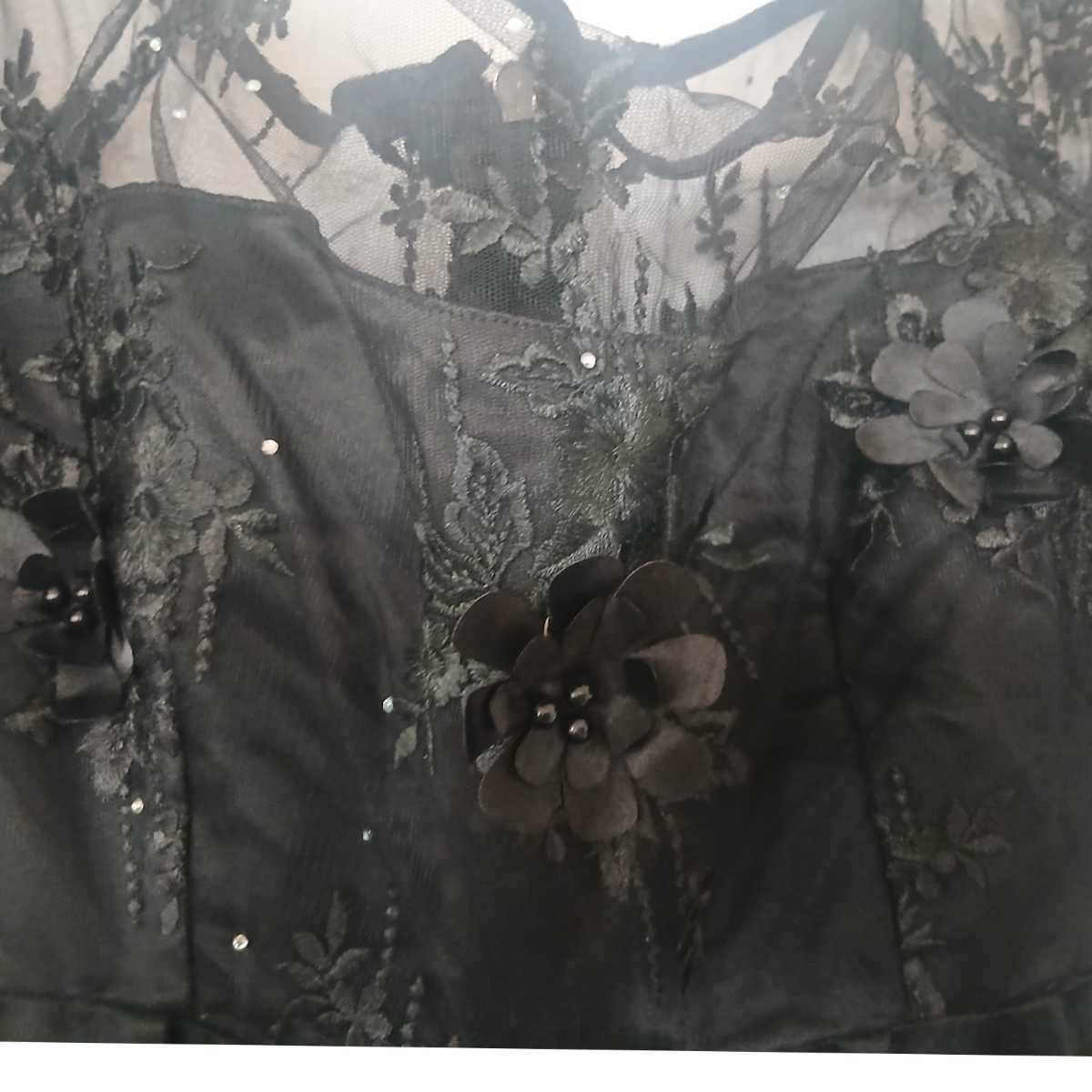 Robe soirée noire sequins longue tulle élégante, chic et brillante femme