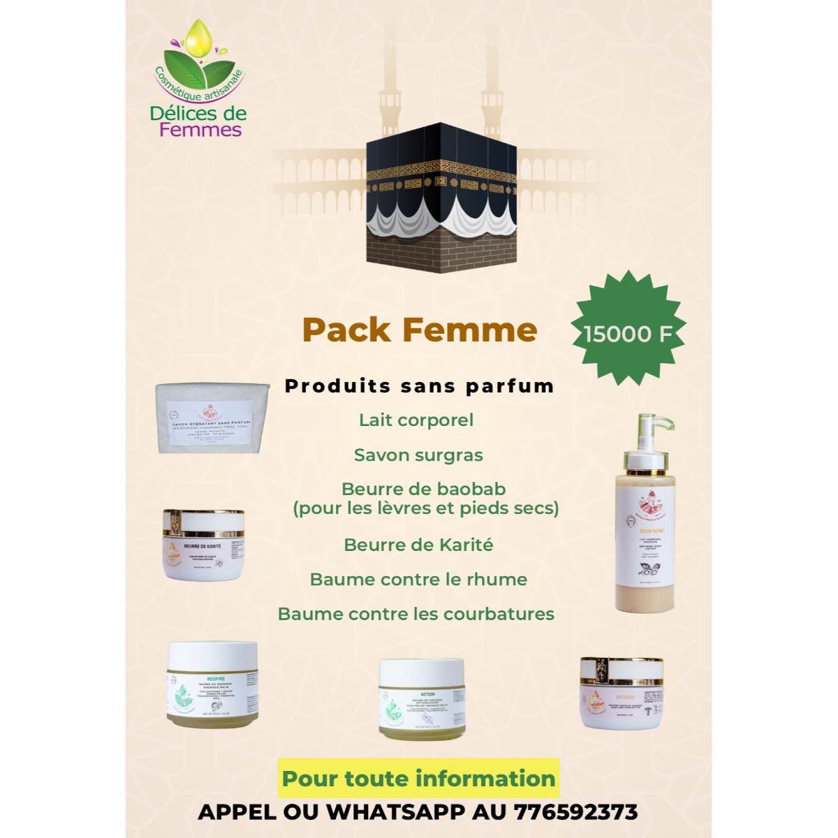Pack Hajj Femme soins naturels sans parfum et beauté halal peaux sensibles