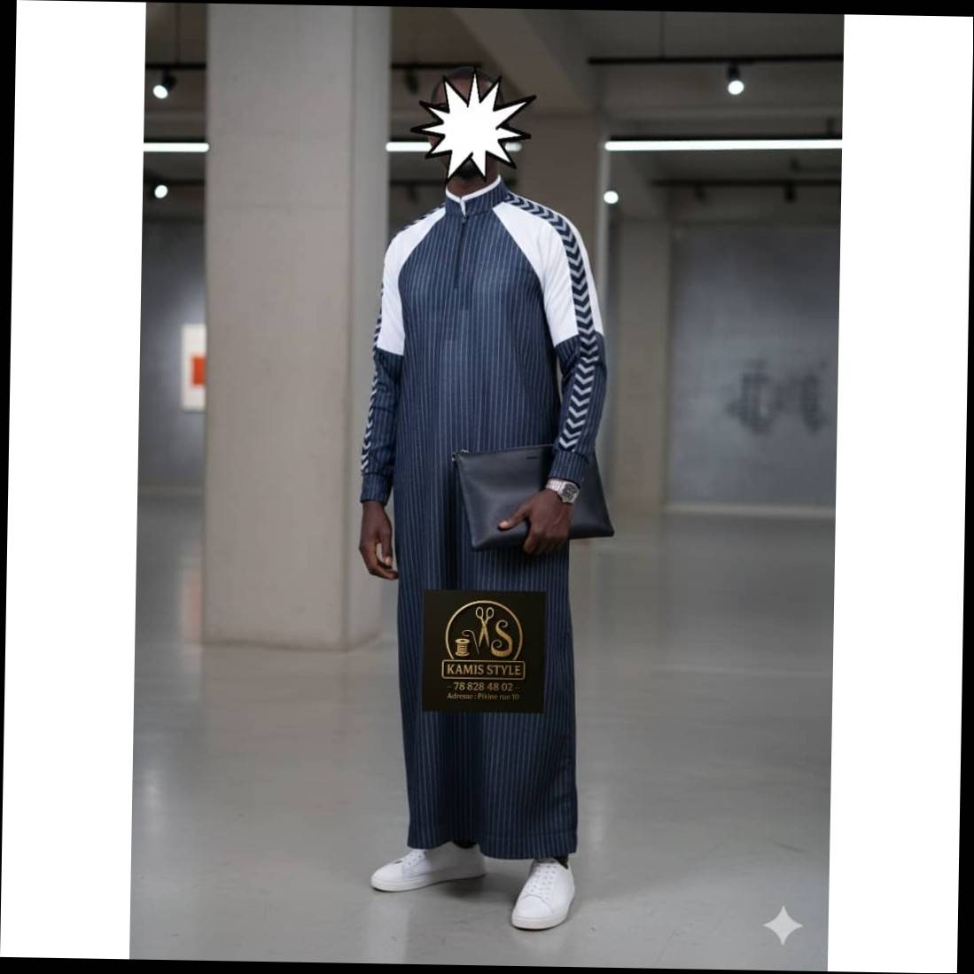 Qamis homme moderne style pull, élégant et confortable, bleu marine ou noir