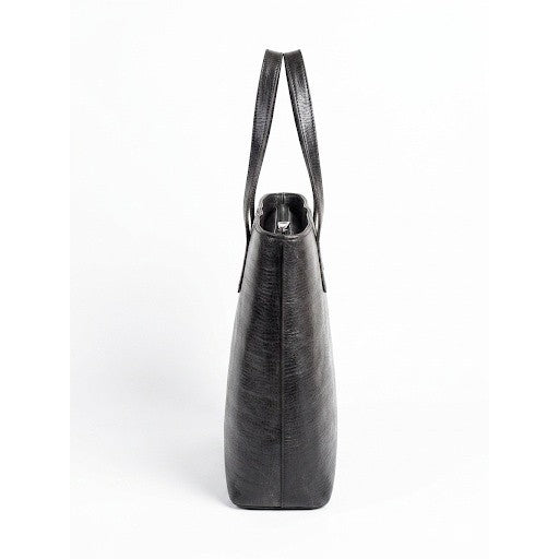 Sac cabas cuir femme noir et bleu cuir véritable