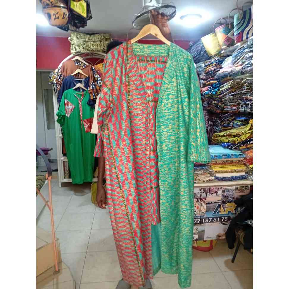 COLLECTION HYVER/Ensemble wax femme manteau et pantalon Kinte Gold élégant artisanal coton