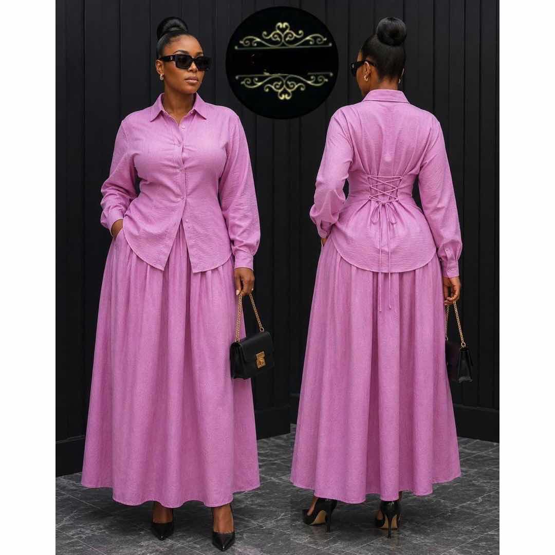 Ensemble robe longue et chemise cintrée élégante pour femme