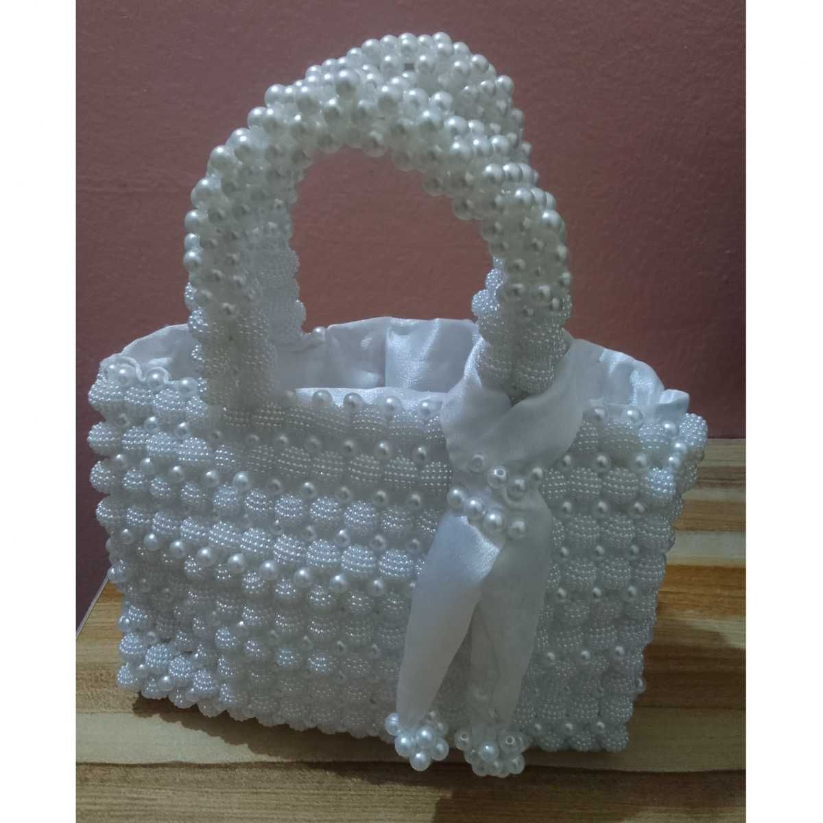Sac en perle blanc élégant – Sac à main femme mariage et soirée chic