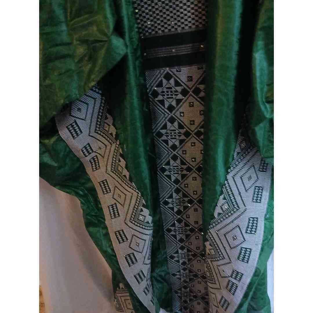 Boubou femme cérémonie vert, robe africaine mariage pagne tissé élégant