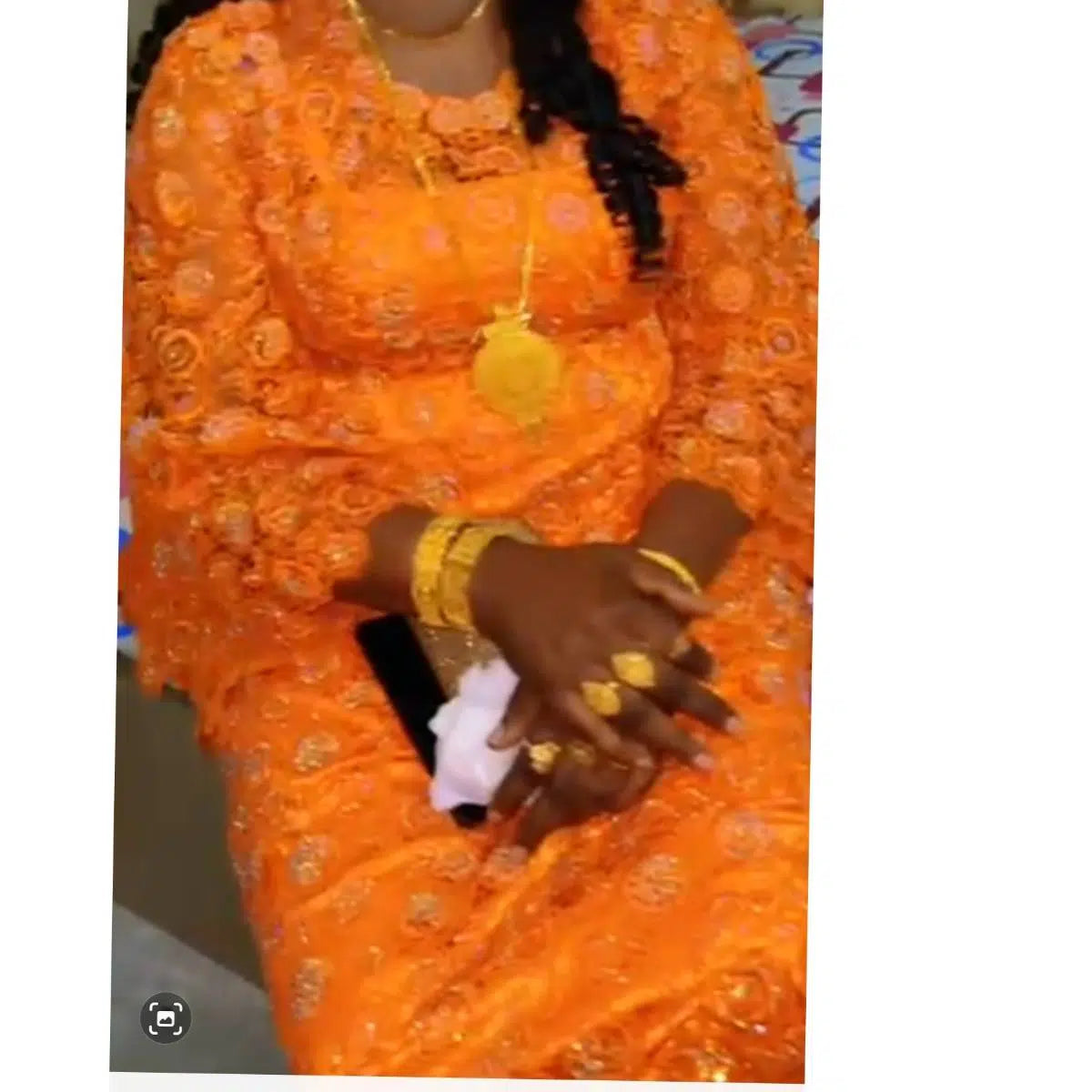 Robe Cérémonie mariage bapteme Orange Brocart Éclatant - Élégance Ample