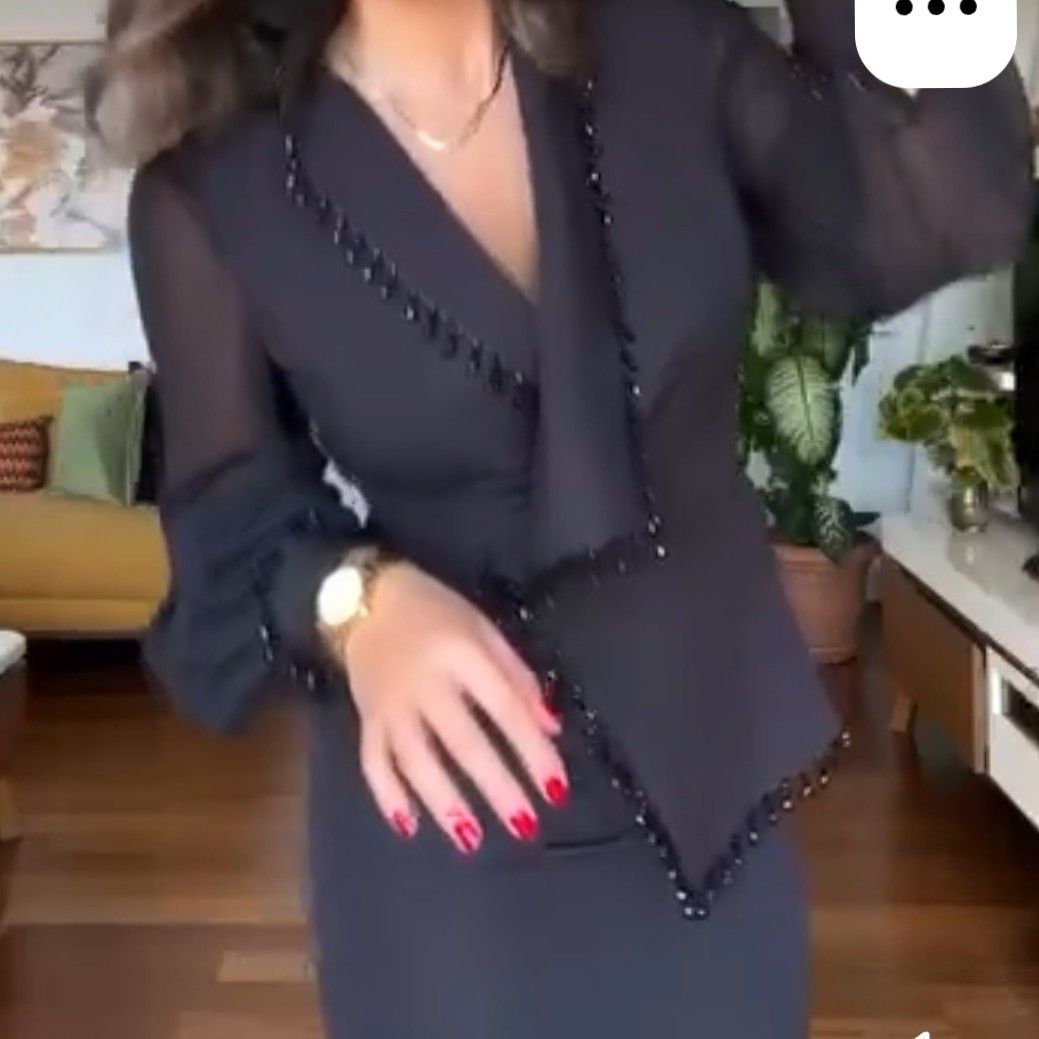 Ensemble crepe femme élégant jupe et haut cérémonie ou bureau chic