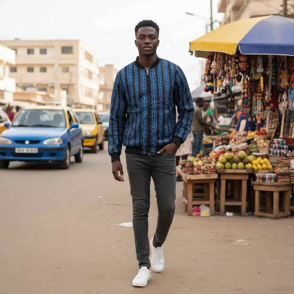 JACKET RÉVERSIBLE BOY DAKAR EN TISSU WAX IMPRIMÉ UNISEXE