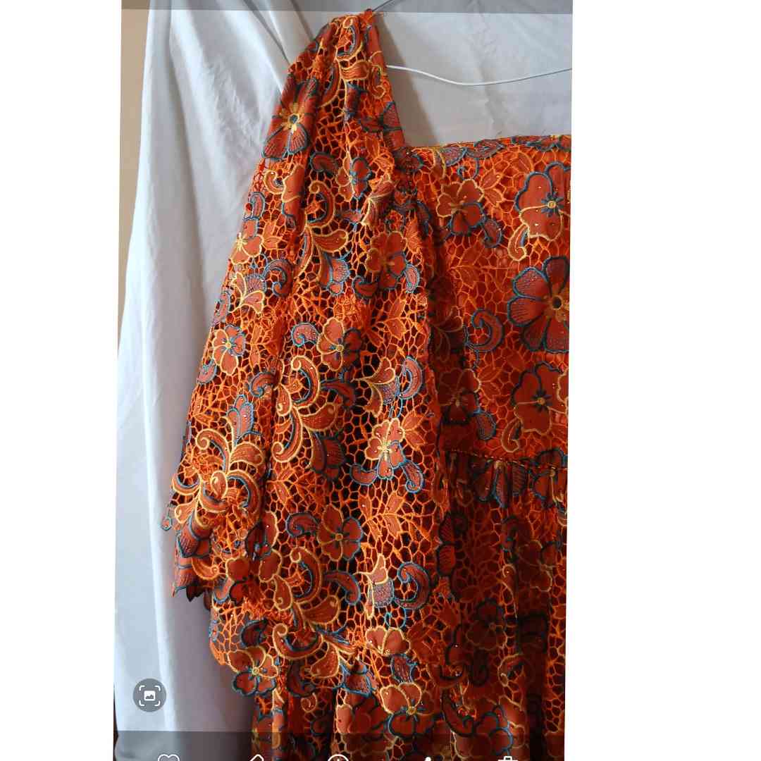 Robe guipure orange longue