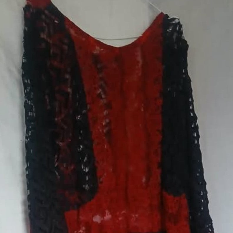 Robe femme dentelle noire rouge longue élégante soirée chic bohème