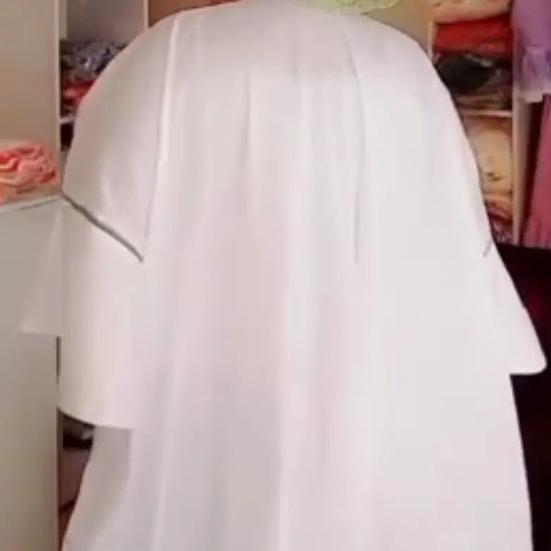 Demi boubou femme blanc vert ample en coton