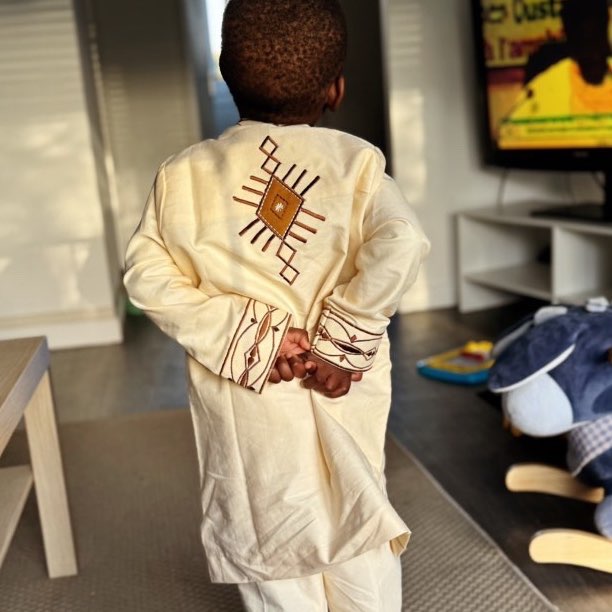 Ensemble lin enfant garçon brodé