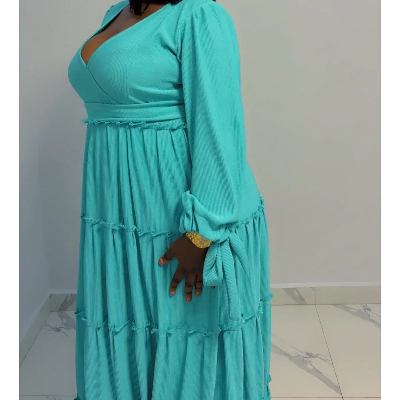 Robe longue fluide turquoise - Élégance et confort