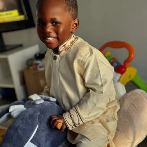 Ensemble lin enfant garçon brodé