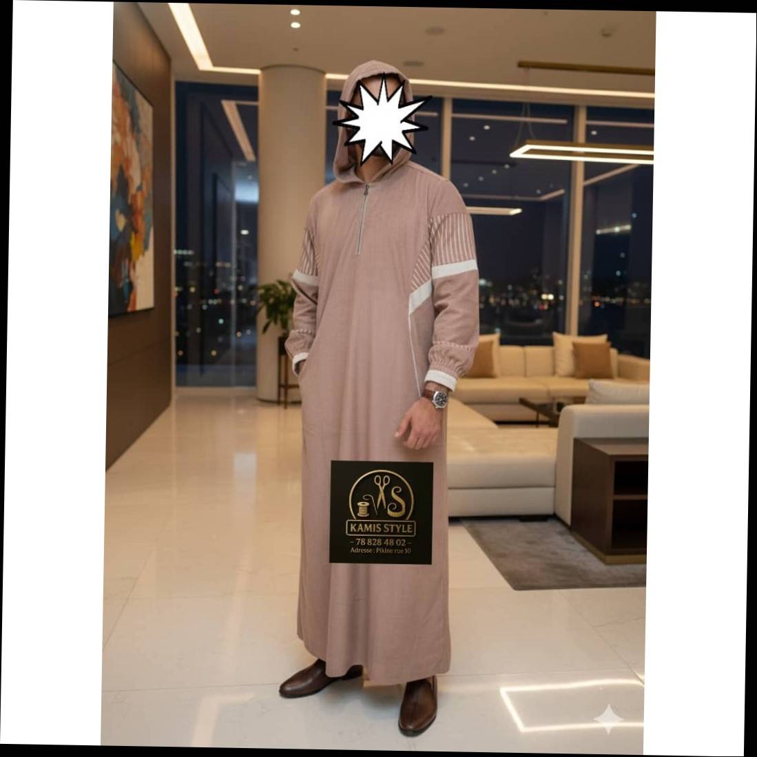 Qamis homme moderne style pull, élégant et confortable, bleu marine ou noir