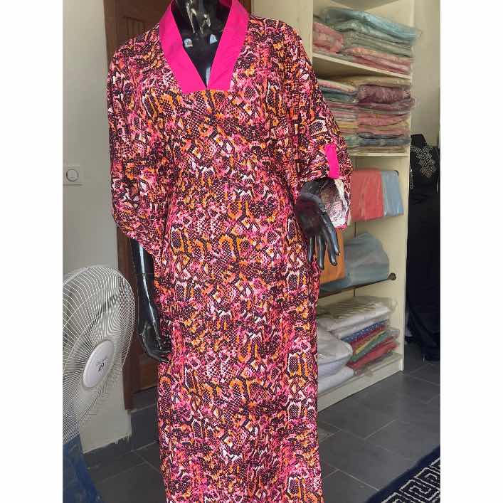 Tunique longue femme imprimé animalier col V manches 3/4 bohème chic