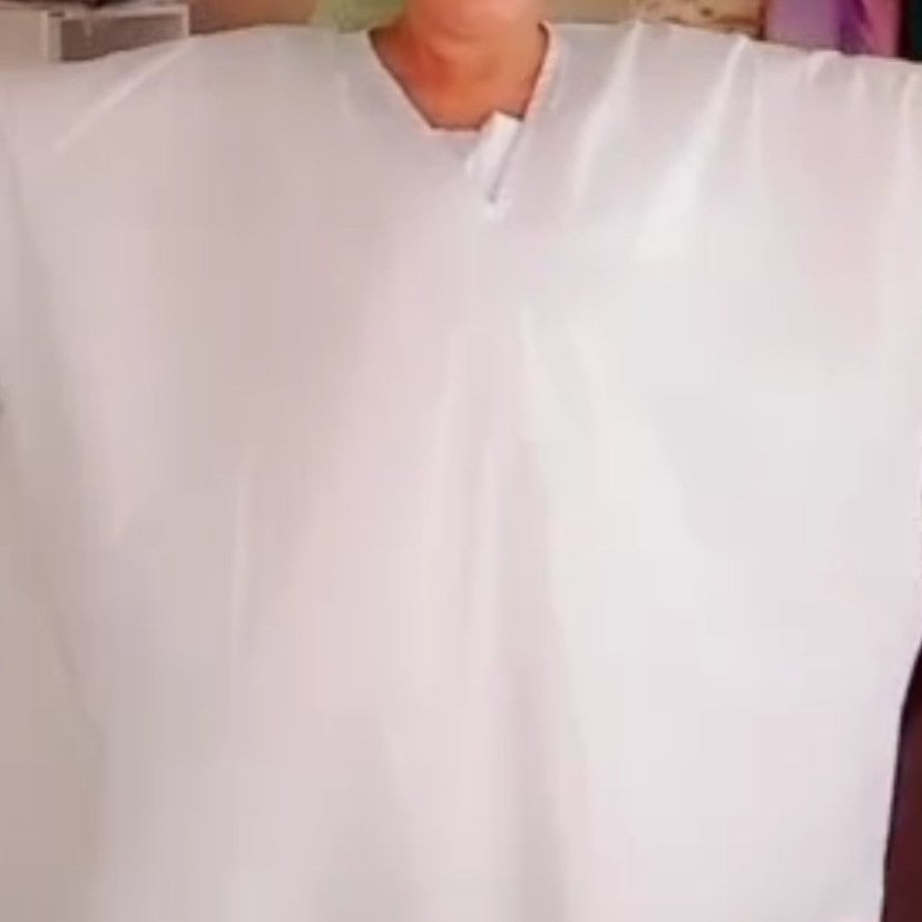 Demi boubou femme blanc vert ample en coton