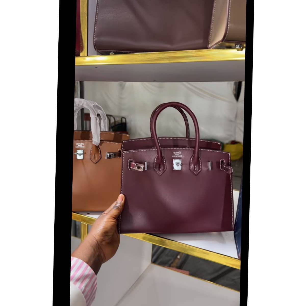Sac Hermès Birkin cuir véritable, sac à main de luxe femme élégant
