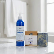 Duo Éclat &amp; Pureté – Nila Bleu Gel Douche + Savon Artisanal