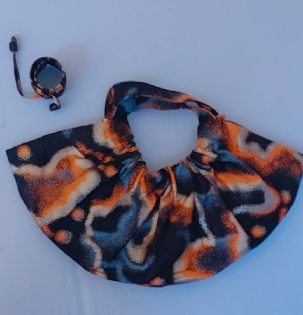 Sac wax femme artisanal coloré avec bracelet – Ensemble ethnique chic fait main