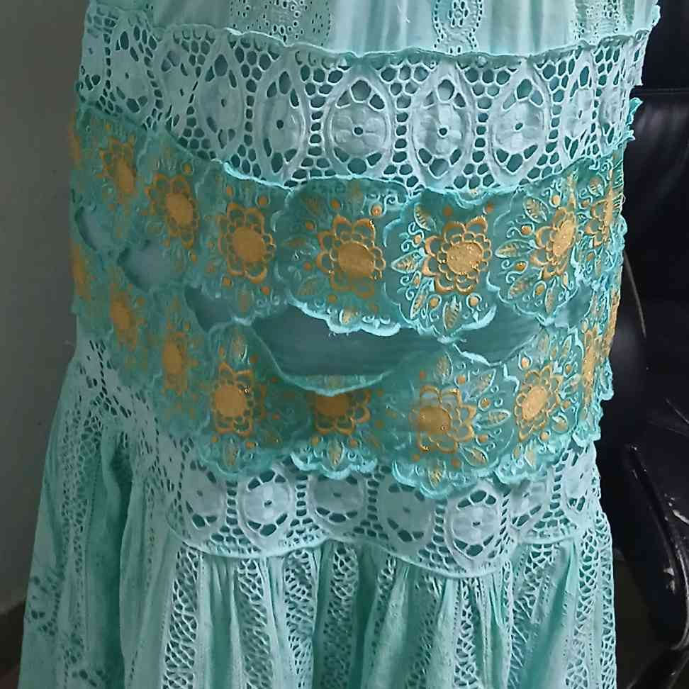 Robe longue dentelle femme brodée florale élégante manches longues multicolore