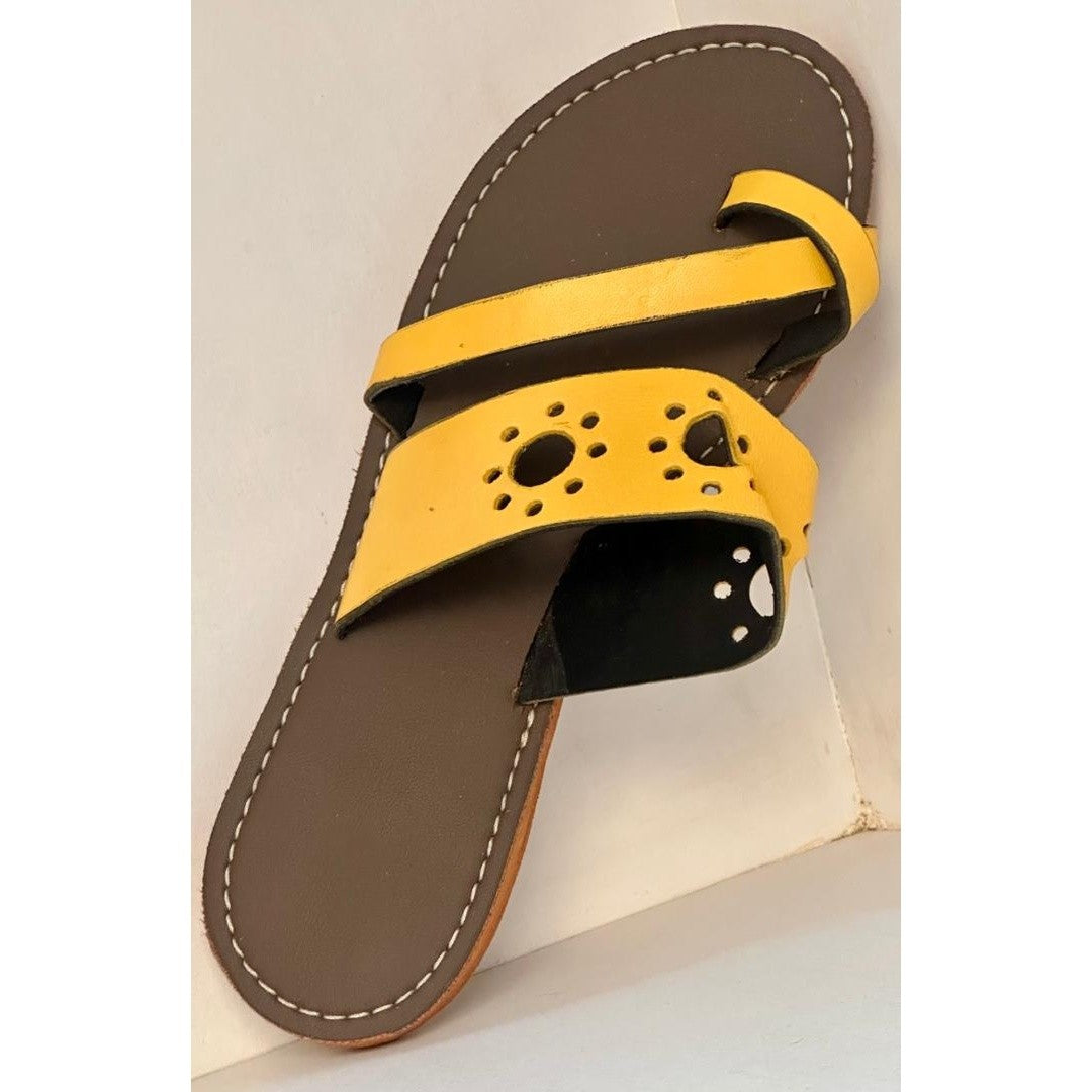 Sandales cuir femme Jaune