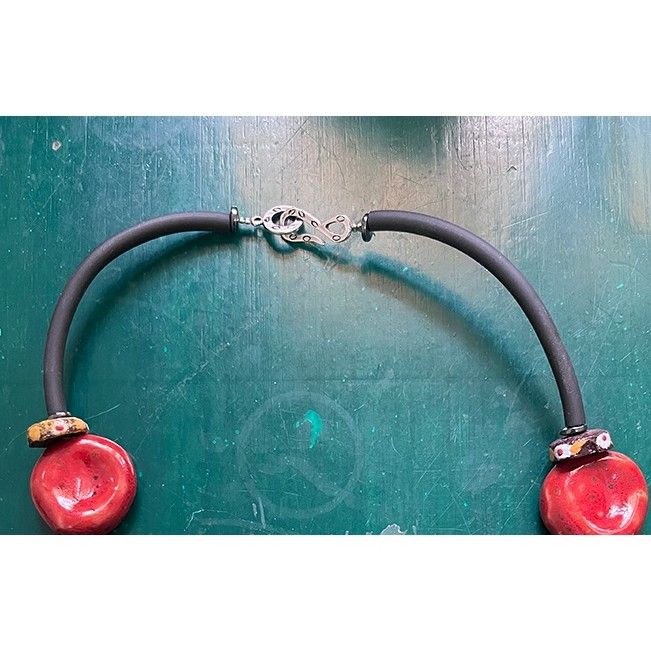 Perles de feu - Ensemble collier et boucles d'oreilles