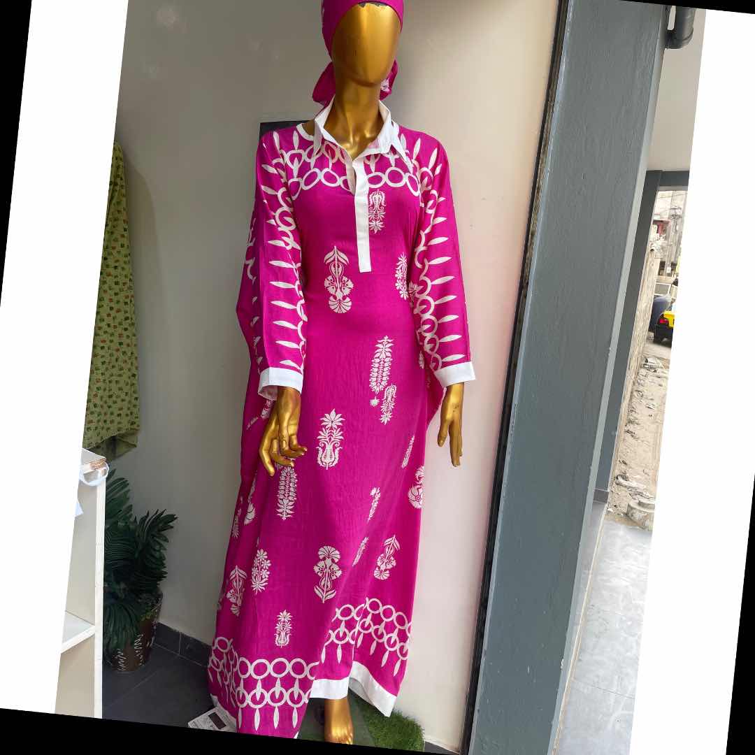 Tunique femme élégante rose fuchsia XL-XXL et foulard, style chic ethnique