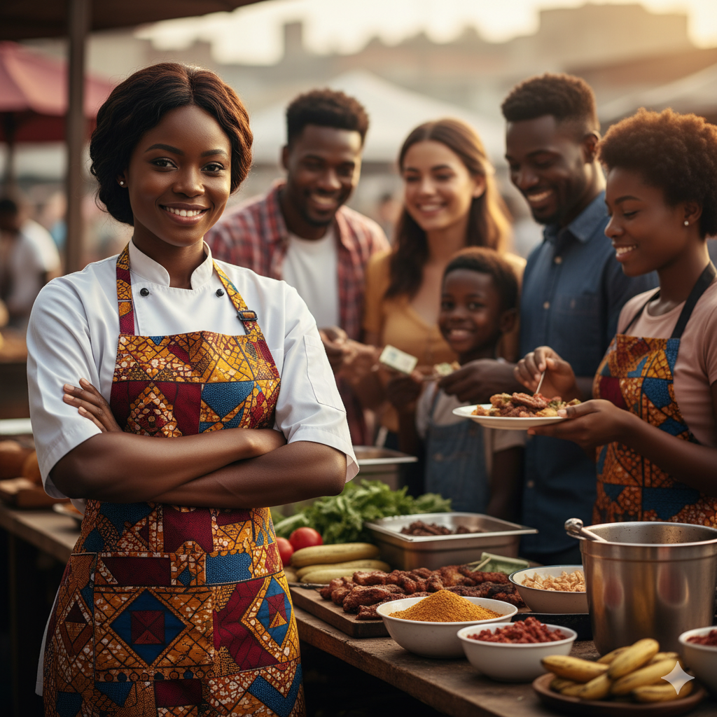 Tablier cuisine en coton original et wax avec motifs africains colorés