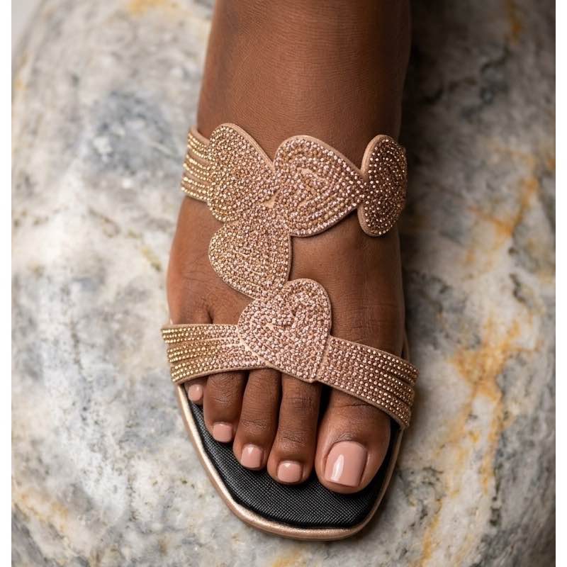 Sandales Femme Rhinestones Élégantes - Confort et Éclat