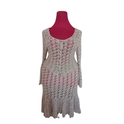 Ensemble jupe et chemisier bohème chic en crochet fait main coton lin