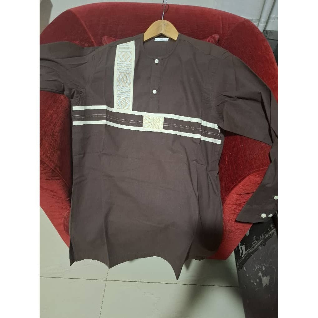 Chemise homme élite en pagne tissé marron