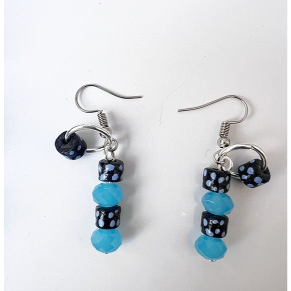 Collier  et boucles d'oreilles - Pierres agate er perles  - TANU