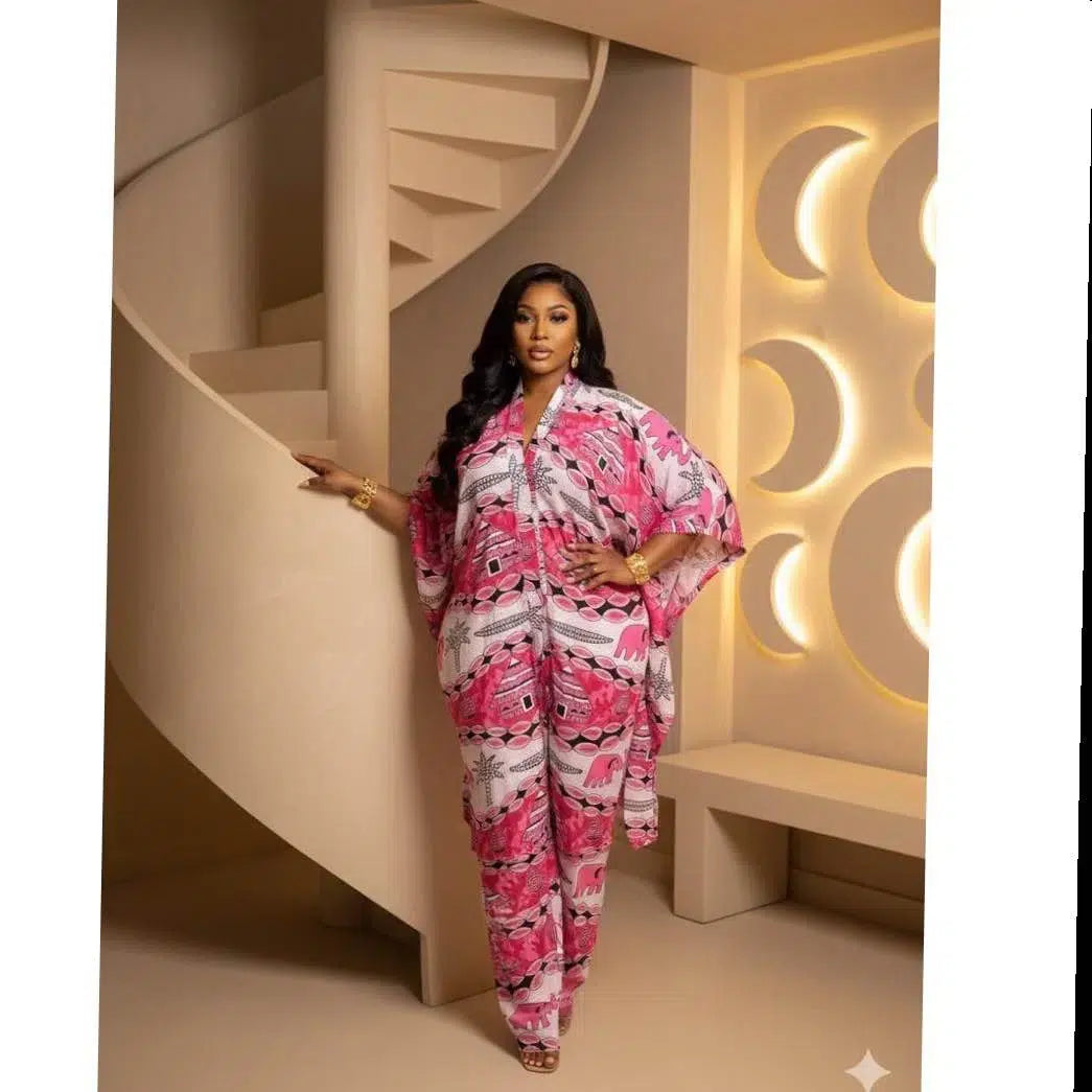 Ensemble pantalon femme bohème chic fluide motif tie and dye élégant