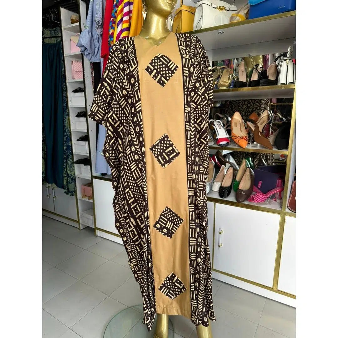 Boubou coton femme floral, robe longue ample élégante et confortable été