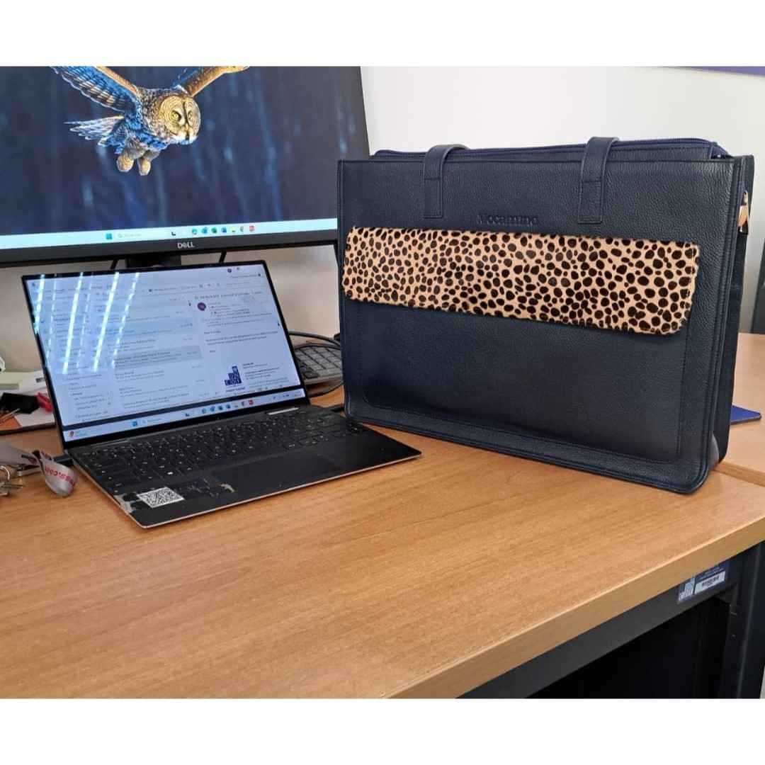 Sac à main cuir femme noir Amina vachette (30x40)