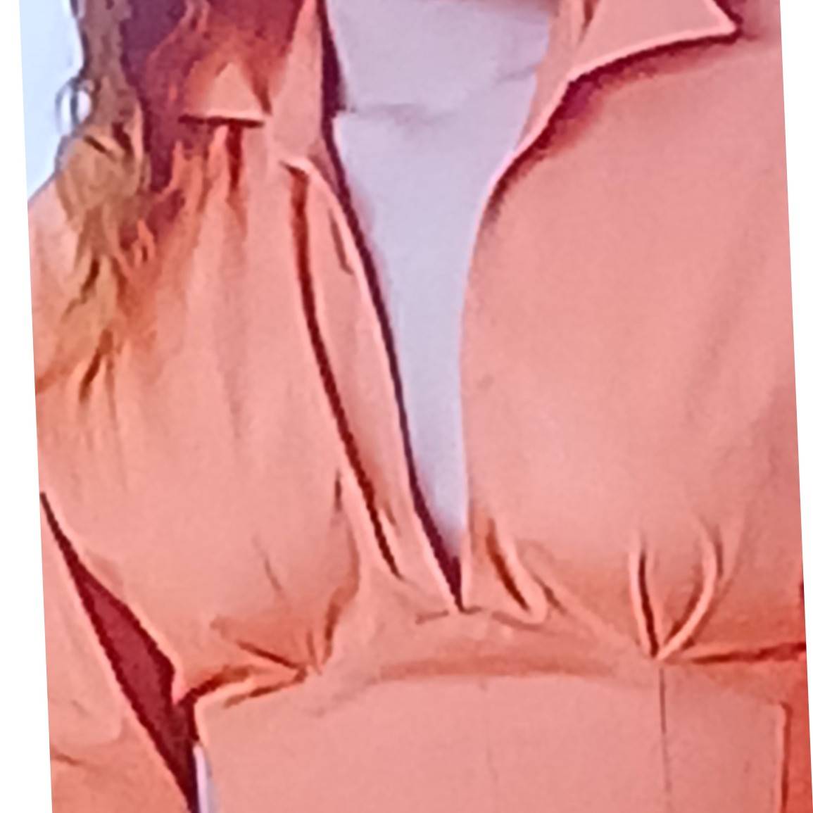 Blouse Femme Orange Corail à Manches Bouffantes