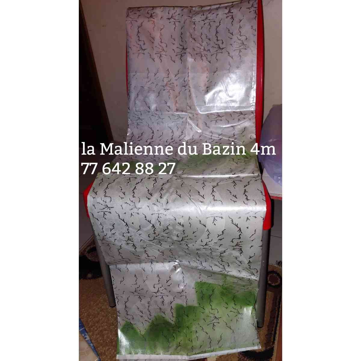 Bazin thioup 4 mètres vert gris, tissu africain élégant pour femme