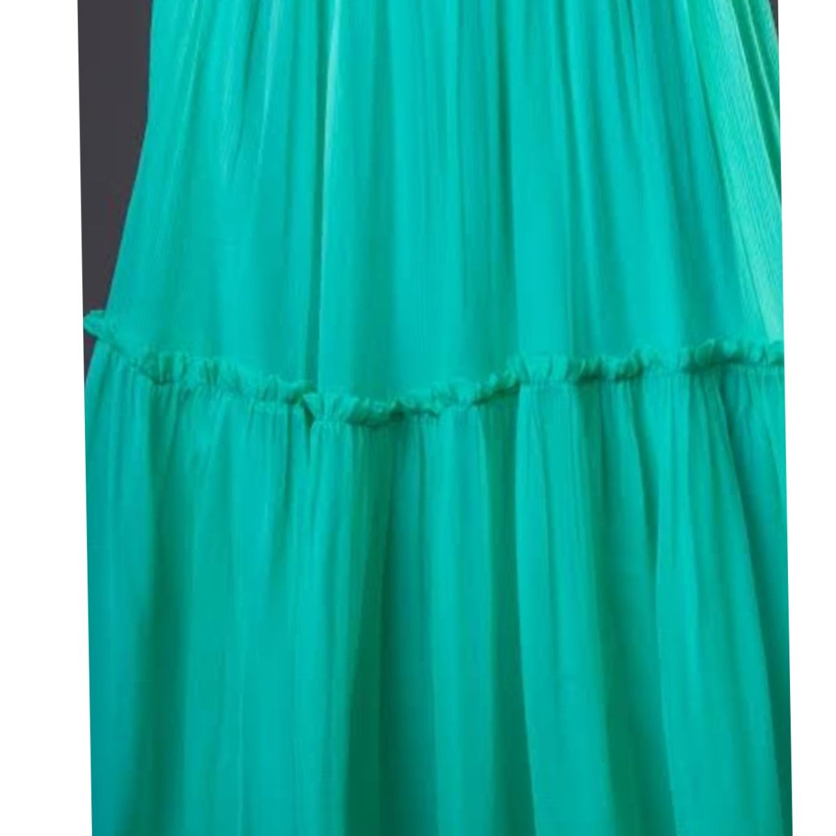 Robe femme mousseline longue élégante, fluide, manches transparentes, col nœud