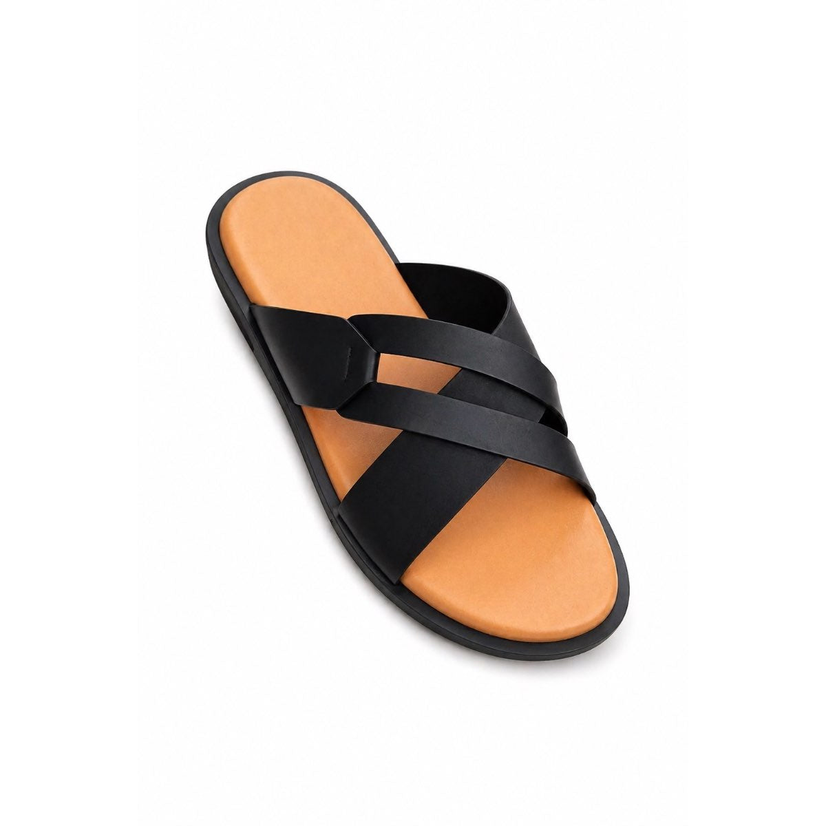 Sandale cuir homme noire élégante et confortable, chaussure été chic