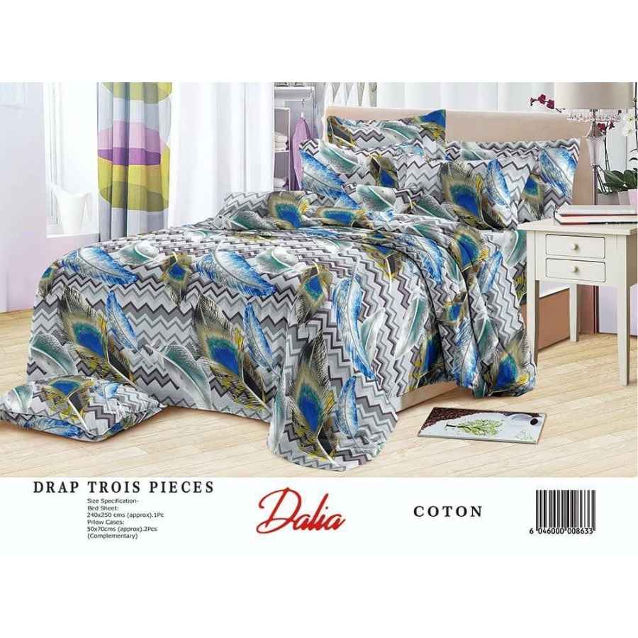 Drap 3 places coton 240x250 et 2 taies – Linge de lit moderne confortable