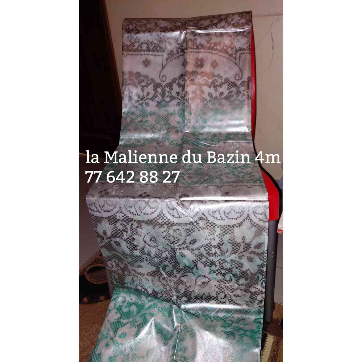 Bazin thioup 4 mètres gris vert, tissu africain élégant pour robe femme