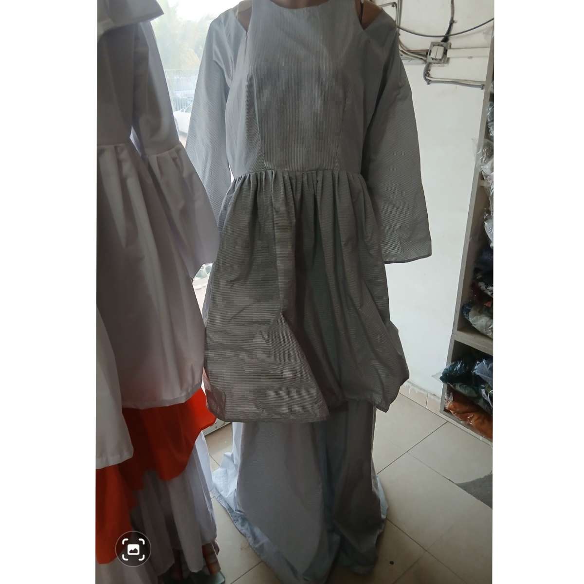 Robe Maxi Femme Gris en Coton - Élégance Effortless