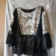 Ensemble jupe et haut en dentelle soie noir et blanc