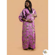 Robe brocard violet longue élégante
