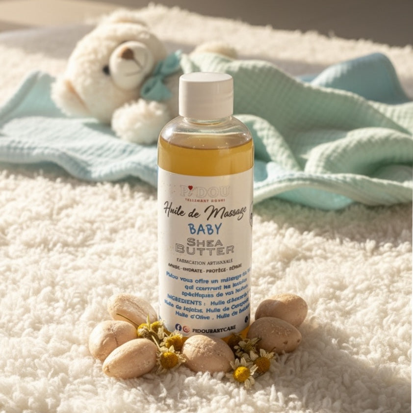 Huile de massage bébé naturelle au karité et amande douce 100 ML