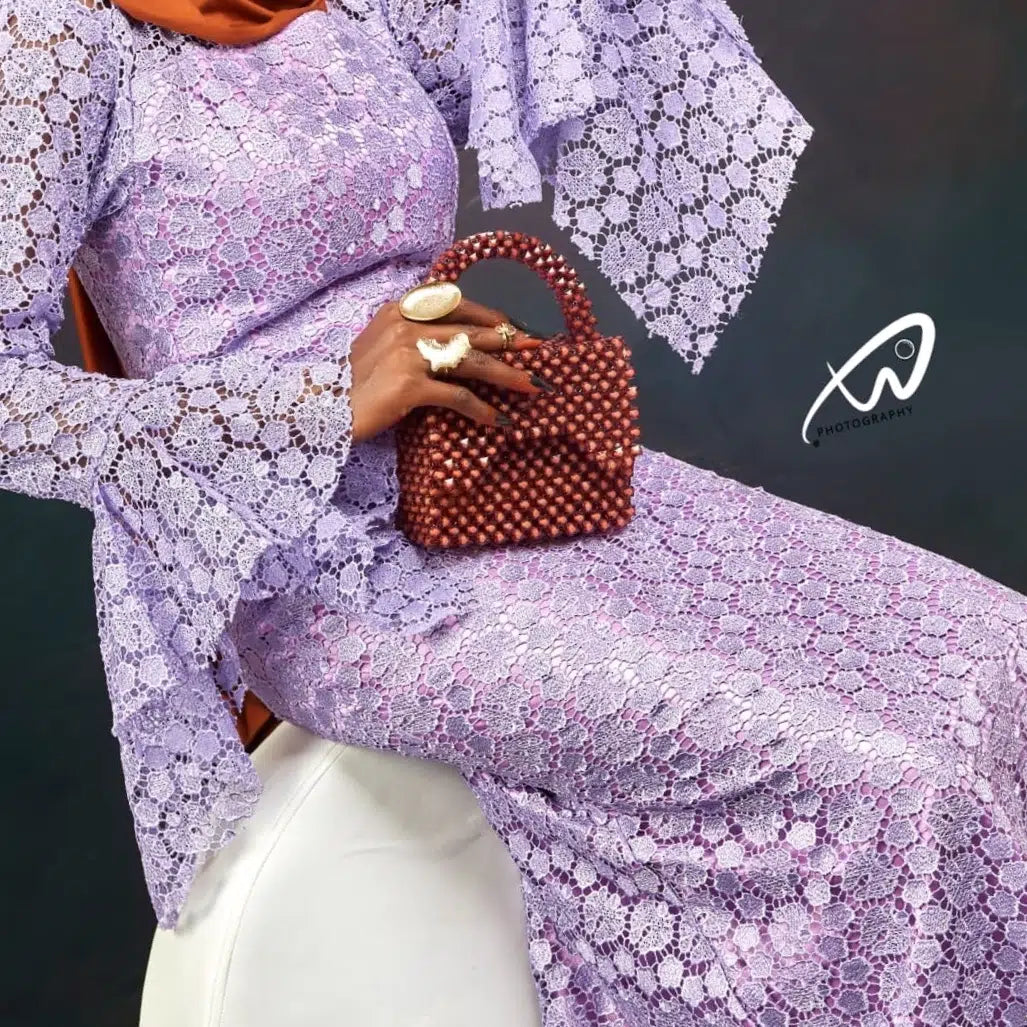 Sac en perles marron fait main