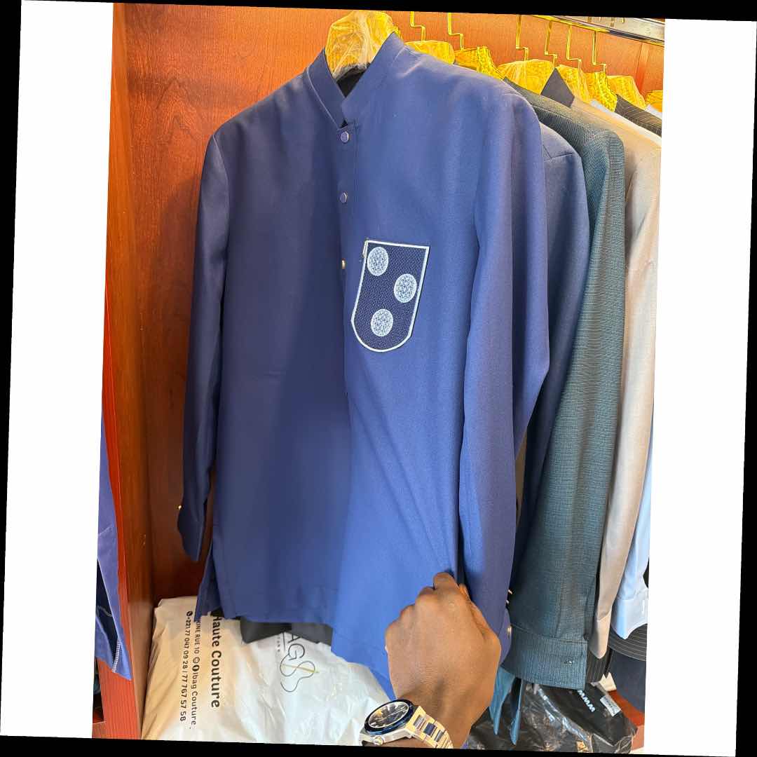 Ensemble homme bleu majesté tunique col mao