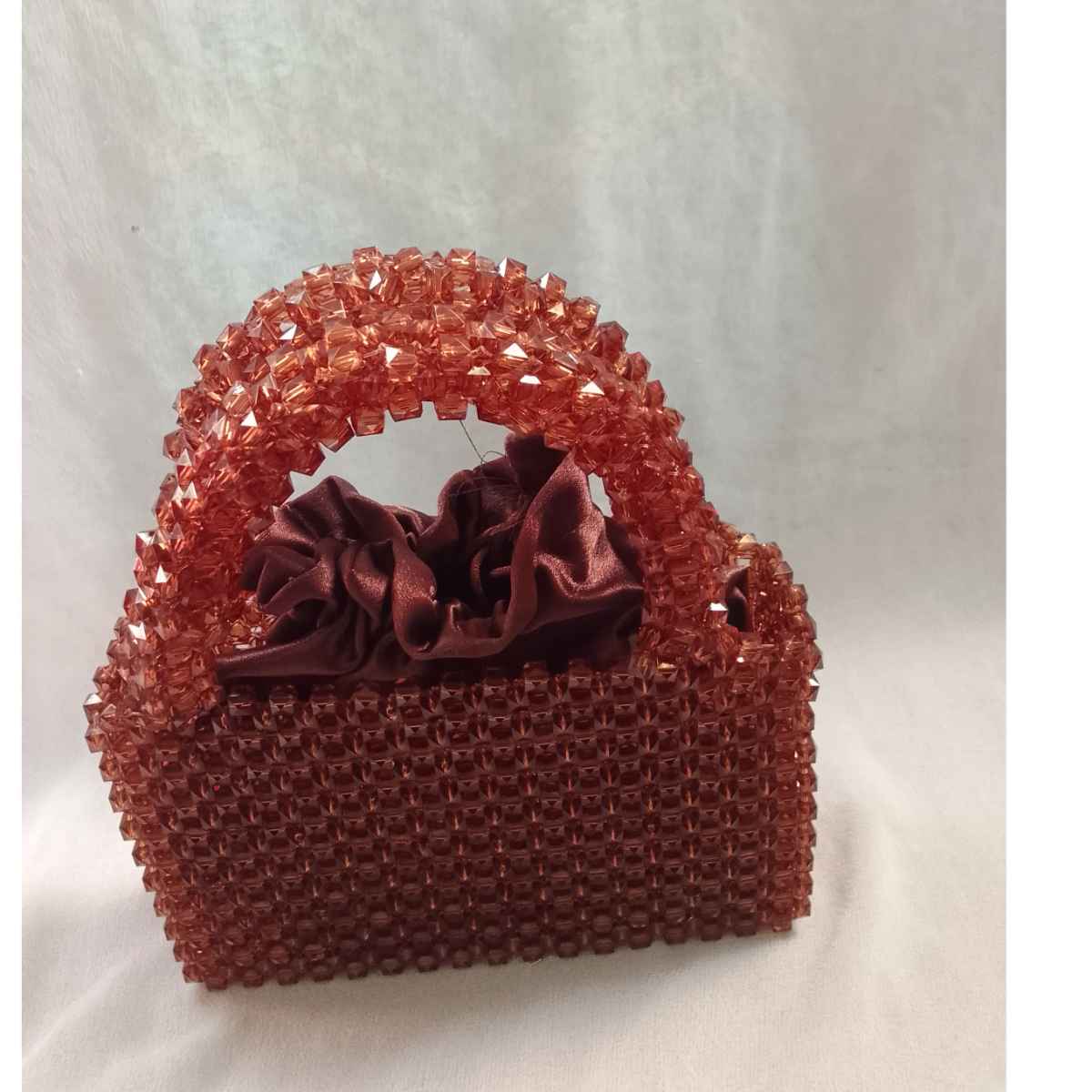 Sac en perle femme marron 19x12 cm – Sac à main perles chic événement