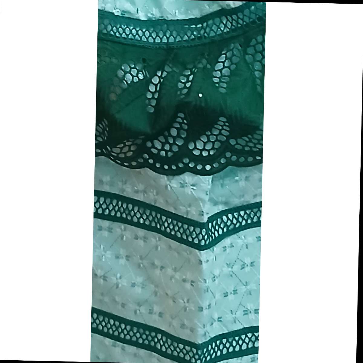 Ensemble jupe et haut femme vert brodé bohème chic dentelle coton léger