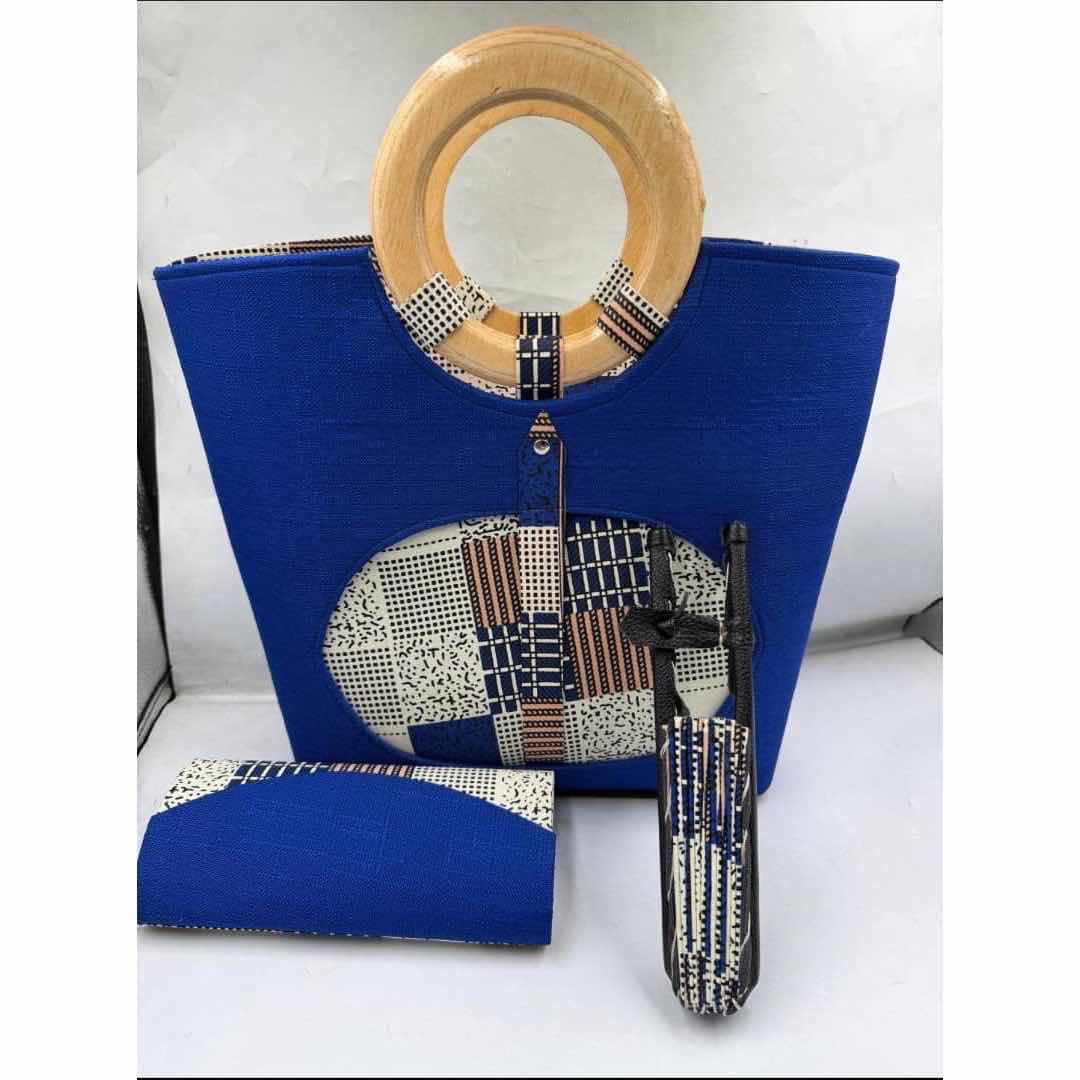 Sac à main noir et blanc motifs géométriques avec portefeuille assorti